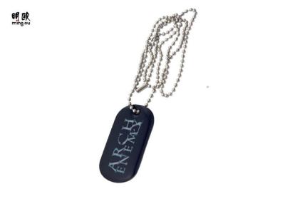 China Black Metal Dog Tag Chain Oval Shape With Epoxy Surface Protection for sale