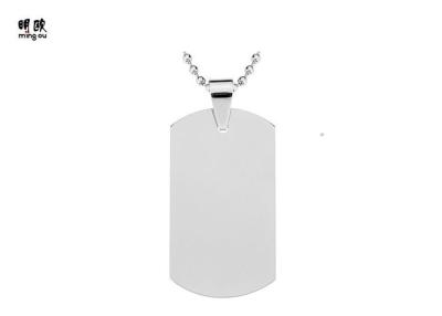 China Personalized Metal Dog Tag Necklaces Shiny Silver Color 28g Weight for sale