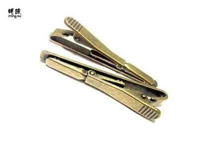 China Antique Groom Bronze Tie Clip , Fashion Narrow Cufflinks Tie Clip Monogrammed for sale