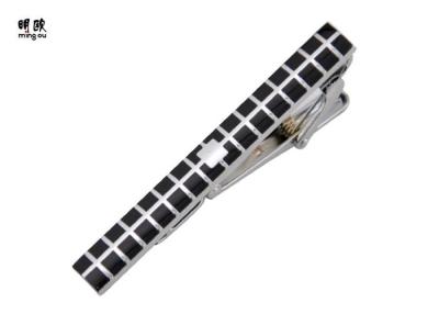 China Colored Mens Brushed Silver Tie Bar , Personalised Silver Tie Clip For Skinny Tie for sale