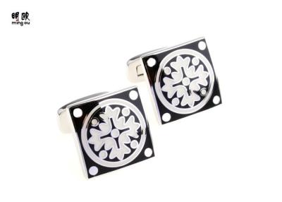 China Square Shaped Custom Mens Cufflinks Modern Design Shiny Nickel Electroplate for sale