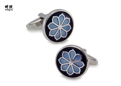 China Black And Blue Soft Enamel Fill Custom Mens Cufflinks Novelty Flower Style for sale