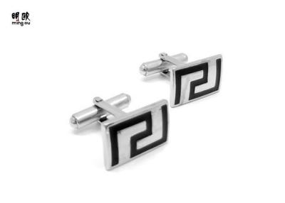 China Funky Black Custom Enamel Cufflinks Monogrammed , Antique Tin Cufflinks For Men for sale