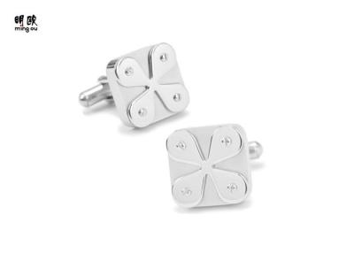 China Square Metal Personalized Wedding Cufflinks For Groomsmen Silver Color for sale