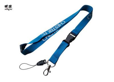 China Custom Cell Phone Lanyard With Cute Phone Buckle , Blue Security Badge Lanyards for sale