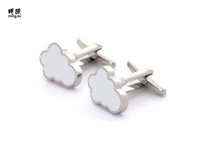 China Custom Metal Cuff-links For Shirt With White Soft Enamel Color Fill for sale