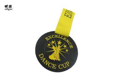 China Dance Cup Personalized Custom Award Medals Black Finishing Yellow Ribbon for sale