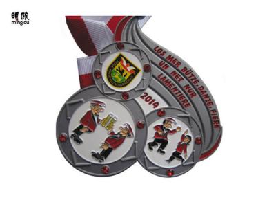 China Big Size Heavy Crystal Custom Award Medals With Soft Enamel , Sandy Back Surface for sale