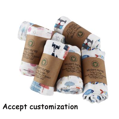 China Custom Print Organic Bamboo Cotton Anti-static Receiving Muslin Wrap Blankets Newborn Baby Blanket for sale