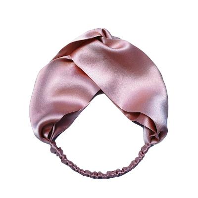 China Custom 100% silk headbands twisted mulberry style hair elastic European and American turban head wrap silk headbands for sale