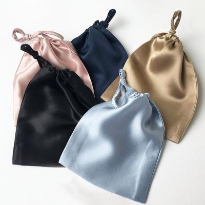 China 100% Silk Small Custom Mulberry Gift Hair Jewelry Pouch Wig Packaging Pouch Spot Silk Drawstring Silk Bags for sale