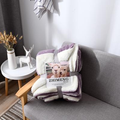 China Chunky Thick Wool Plush Flannel Throw Blanket Super Thick High Quality Fleece Winter Fluffy Blankets for sale