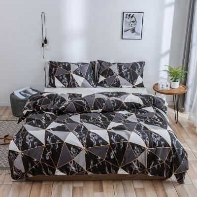 China Home Textile Anti-Static Bed Cover Queen King Marble Printed Duvet Cover Set Cotton Bedding Set for sale