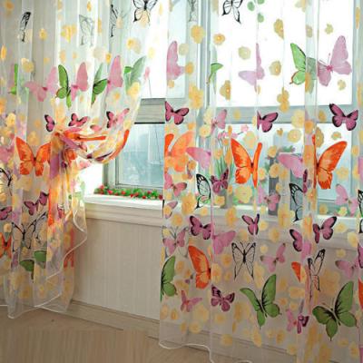 China Hot Sale Home Ready Made Window Butterfly Curtain Living Room Bedroom Kitchen Blackout Sheer Curtain for sale