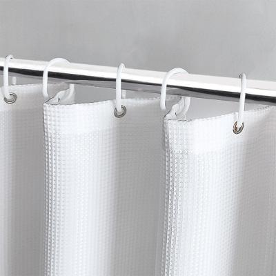 China 140GSM Polyester Thick Durable High Quality Bath Fashion Bathroom Waterproof Waffle Shower Curtain for sale