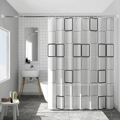 China Sustainable Wholesale Fashion Clear Bathroom Geometric Peva Waterproof Shower Curtain for sale