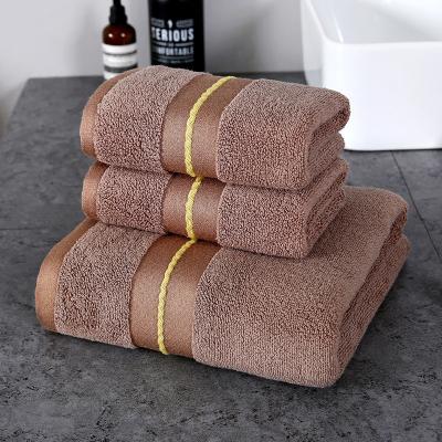 China Bamboo Towel Hilton Hotel Towel Bath Set Face 3pcs Hand Body Towel Absorbent Shower Luxury Safe For Kids Cotton for sale