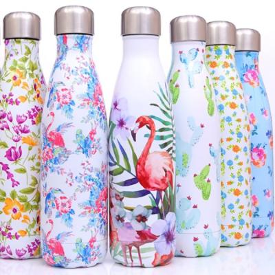 China Financial Institutions Custom Color Promotional Gift Double Wall Full Logo Printing Water Bottle Stainless Steel for sale