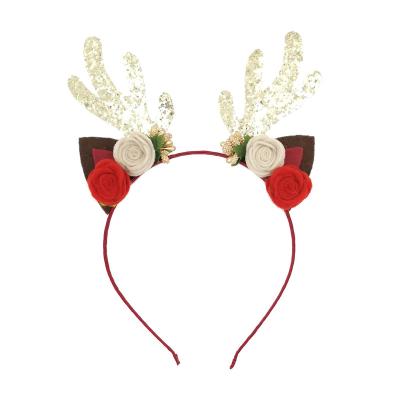 China Iron Factory Sale Red Deer Horn Headband Party Costume Accessories Costume Ball Hair Band Children Christmas Hair Decoration for sale