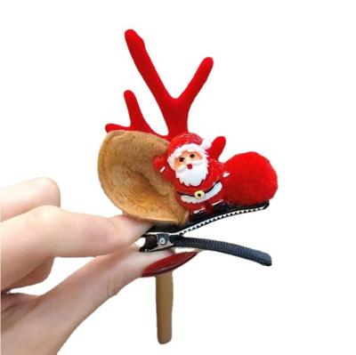 China Decoration Make Beautiful 20 Pairs/Pack Red Christmas Decorative Snowman Hairpin Christmas Hat Hair Accessories Clip for sale