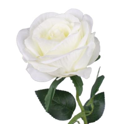 China Sale 10cm Artificial Flowers Plastic White Wedding Rose Single Stem Rose Head For Home Decoration for sale