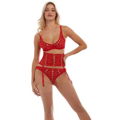 China New lingerie women's sexy lingerie hollow corset red tight transparent wholesale sexy mature sexy girdle corset for sale