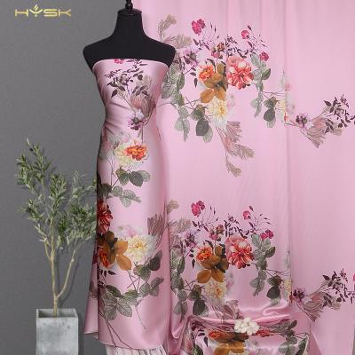 China 100% HYSK Italy Digital floral print women mulberry charmeuse satin wholesale custom organic silk fabric for clothes dresses for sale