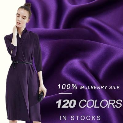 China Real 120 HYSK 100 breathable pure duchess charmeuse multi color single grade 6A satin fabric raw silk textiles wholesale for sale