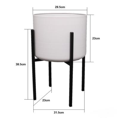 China Minimalist Flower Pot High Quality Standard Low Price White Indoor Ornamental Flower Pot With Iron Frame for sale