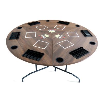 China Top Round Melamine Board Folding Poker Table Customized Casino Gaming Carbon Steel Frame Entertainment Customized for sale