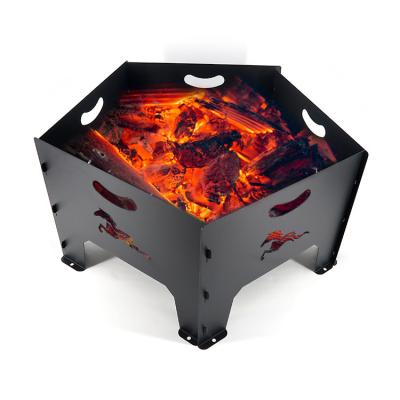 China Stocked Fire Pit Wood Burning Steel Mini Portable Outdoor Camping Pit for sale