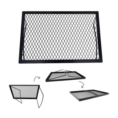 China Easily Assembled 18*12 Inch Folding Campfire Grills Outdoor Camping Wire Mesh Frame Picnic BBQ Table HR-FKW-001 for sale