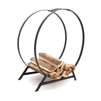 China 24 Inch Outdoor Collapsible Firewood Log Durable Steel Circles Round Fire Wood Storage Rack Rack HR-CHJ-003 for sale