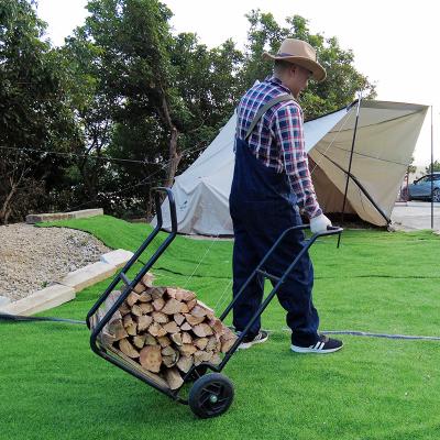 China Easy Mobile Firewood Hand Cart Hand Carts Log Rack With 25CM Pneumatic Tires Firewood Cart HR-CHLC-009 for sale