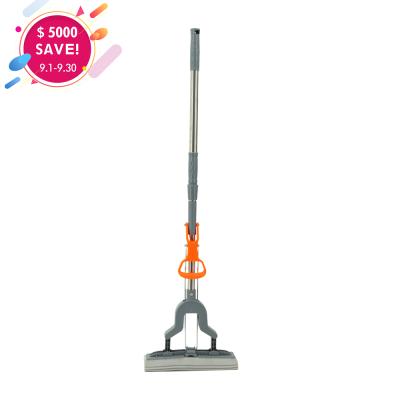 China EST workable pva cleaning sponge broom, hands free cleaning sponge broom, telescopic aluminum pole sponge floor broom squeegee for sale