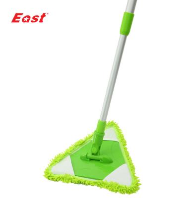 China Coral Velvet Cloth Plastic Viable Aluminum Triangle Head Hande Telescope Floor Broom Flat Hand Free Cleaning Mop for sale