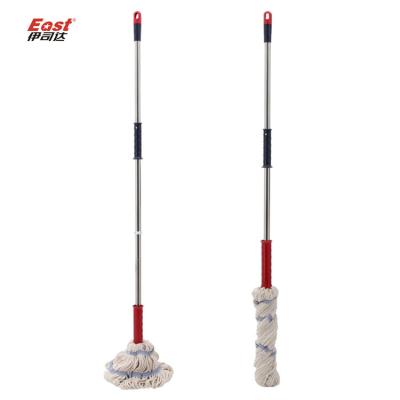 China Durable Aluminum Rod Hands Free Rotary 360 Round Cotton Twist Broom For Floor House for sale