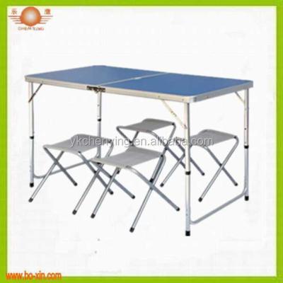 China Outdoor Table Aluminum Folding Picnic Table With 4 Small Chairs For Three Color In Stock for sale