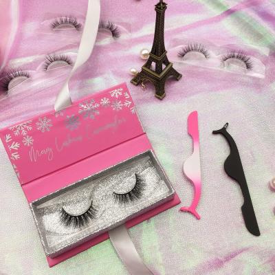 China 2021 New Fashion 3D Mink Strip Lashes 18MM 20MM Natural Custom Long Diamond Lashes Clear Boxes Nature Mink Lashes Own Logo for sale