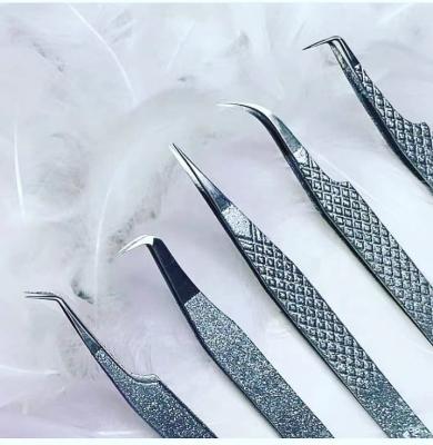 China Selected wholesale titanium tweezers lozenge grit stainless steel private label eyelash tweezers other eyelashes and tools for sale