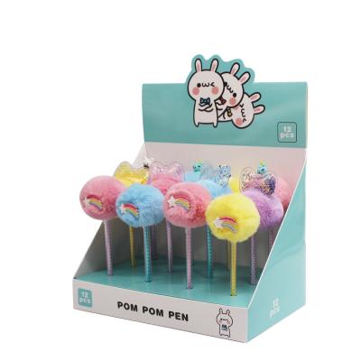 China Cheap Price Environmentally Friendly Super Cute Pom Pom Gel Pen for sale