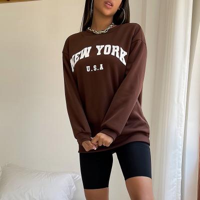 China 2021 Latest Breathable Oversized Round Letter Drop Shoulder Sweatshirt Neck Graphic Sweater for sale