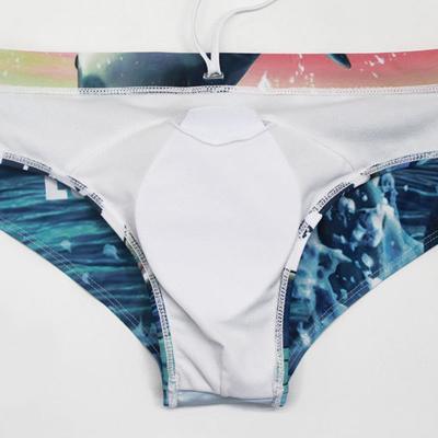 China Custom Made Sublimation Style Mens Breathable Lycra Spandex Thongs, Sexy Men Swimming Boxer Brief for sale