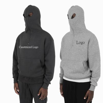 China Unique Hoodie Mens Balaclava Full Anti-wrinkle Design Zipper Hoodie With Oken Eyes Sweatshirt Custom Face Cover for sale