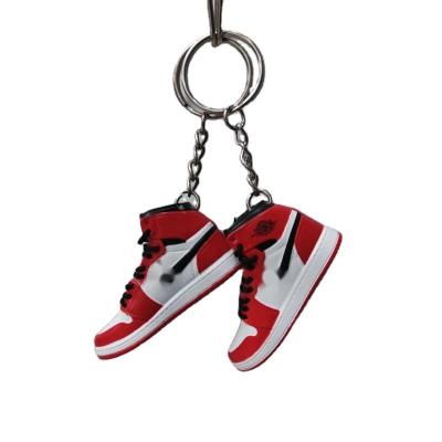 China Cute Keychains OEM 128 Style Hot-selling Mini Sneakers AJ 1 Wholesale 3D Shoes Jordan Shoe Key Chain Models for sale