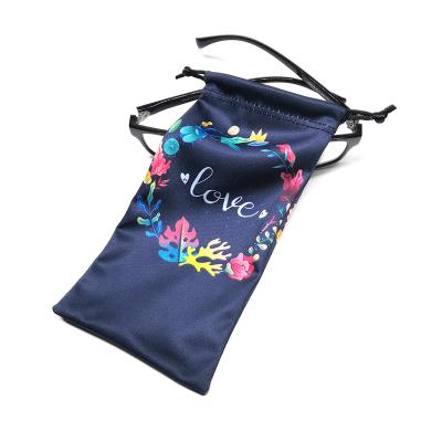 China Glass Packaging Factory Wholesale Custom Logo Microfiber Glass Drawstring Bag for sale