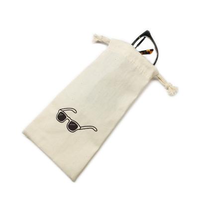 China Recyclable Custom Screen Printing Cotton Drawstring Sunglasses Glass Pouch Bag for sale