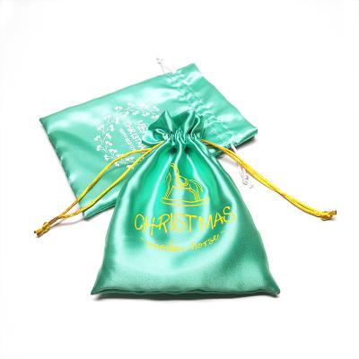 China Jewelry Packaging Heat Transfer Printing Satin Bags Wig Bags Jewelry Drawstring Pouch for sale