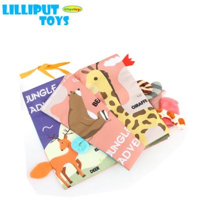 China Soft Cloth Safety Cloth Child Toy Jungle Animal Story Activity Book With Tail for sale