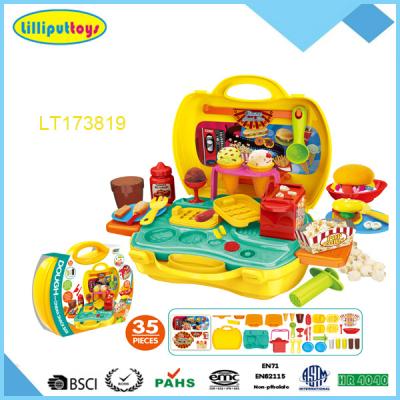 China Movie Theater Snack Bar Suitcase Toys For Children Plastic Clay Tools Dessert Play Dough Set LT173819 for sale